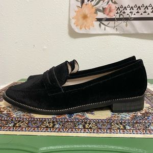 Chase + Chloe Black Velvet Loafers